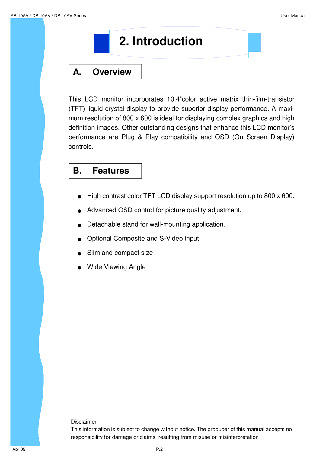 3M UMUV.10-045V2 user manual Overview, Features 