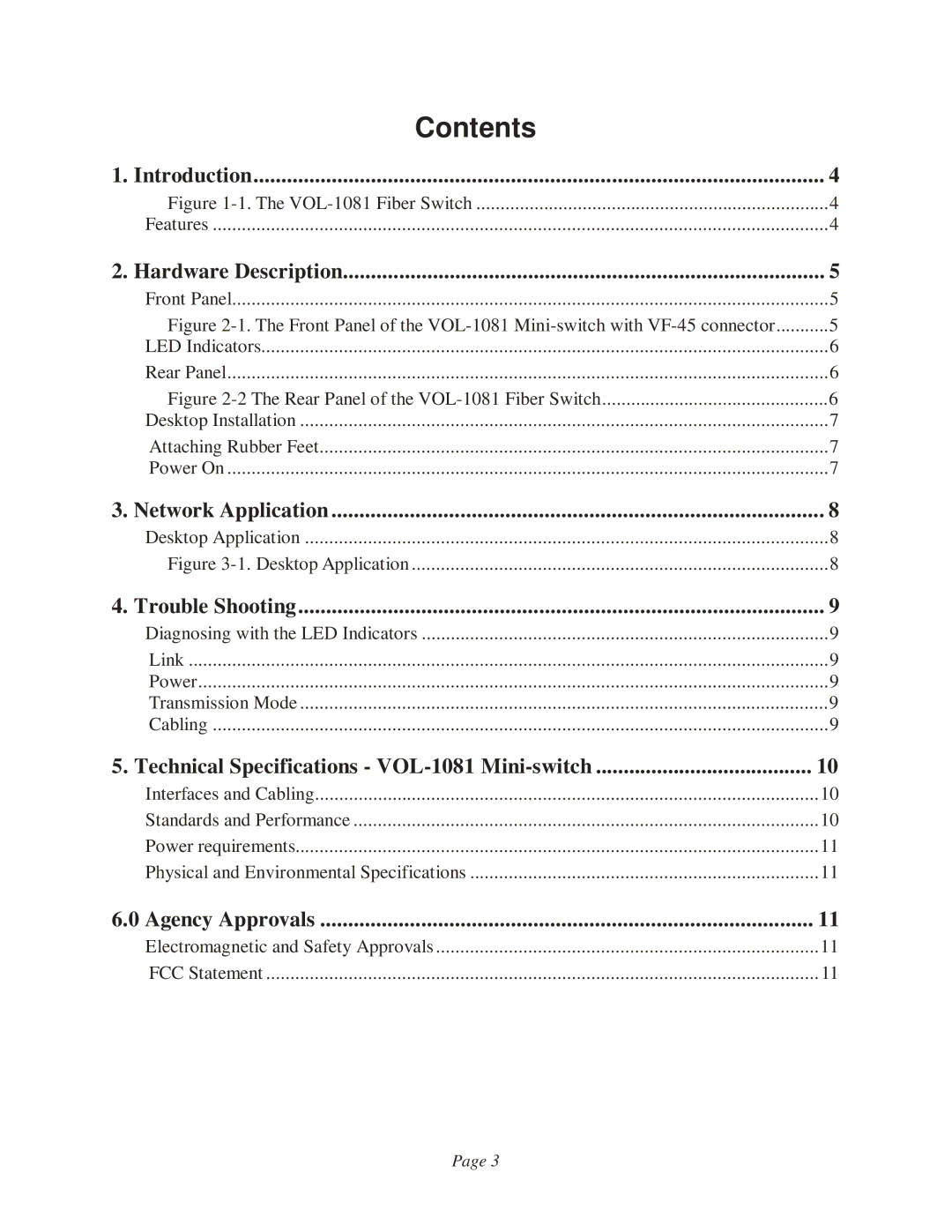 3M VOL-1081 manual Contents 