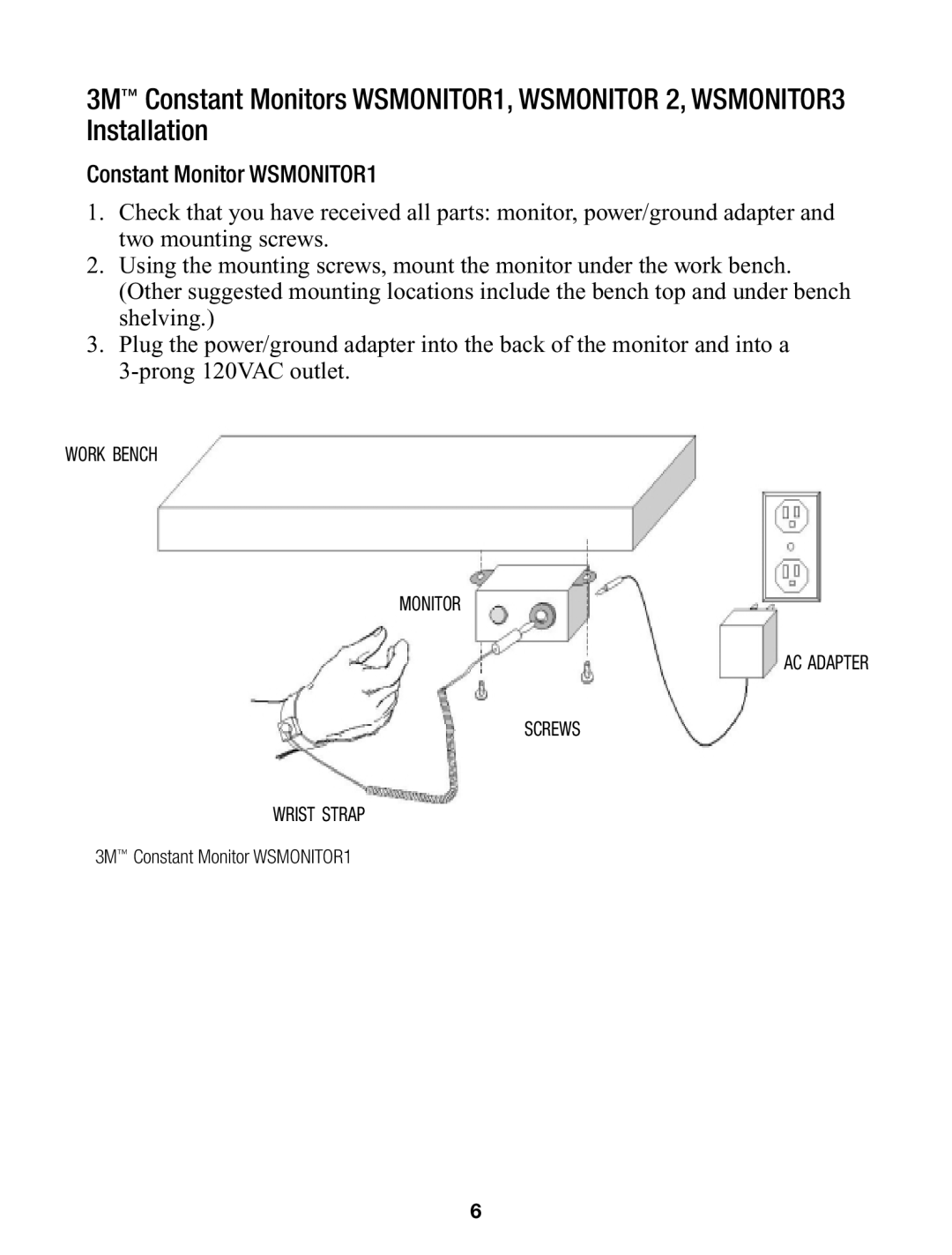 3M WSMONITOR3, WSMONITOR 2 manual Constant Monitor WSMONITOR1 