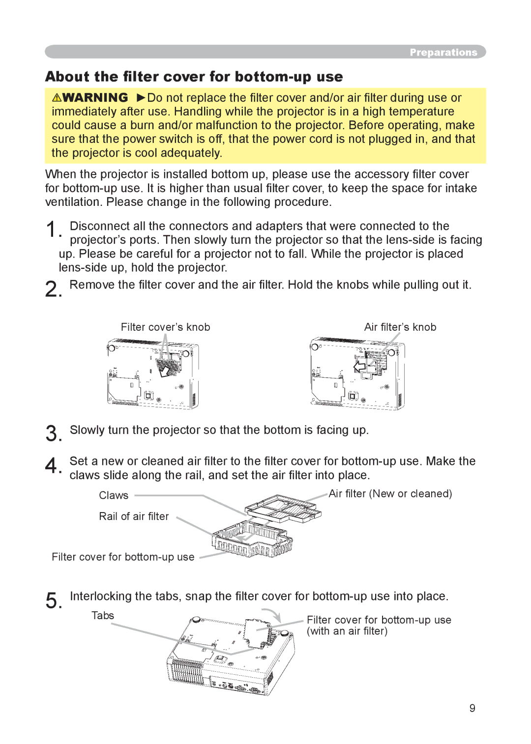 3M X15 manual About the ﬁlter cover for bottom-up use 