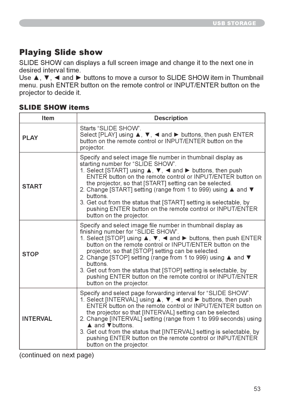 3M X20 manual Playing Slide show, Slide Show items 