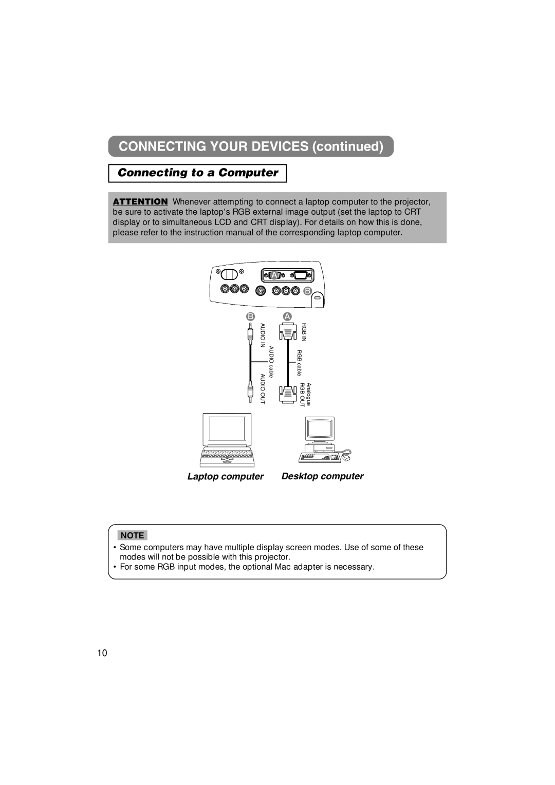 3M S40, X40 manual Connecting Your Devices, Connecting to a Computer 