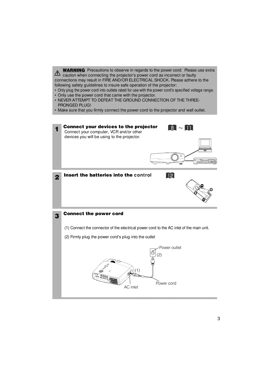 3M X40, S40 manual Connect your devices to the projector 