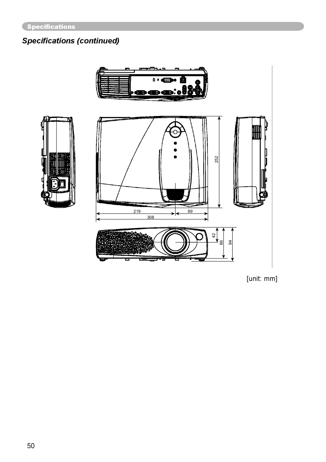 3M X55, X45, S55 manual Speciﬁcations 