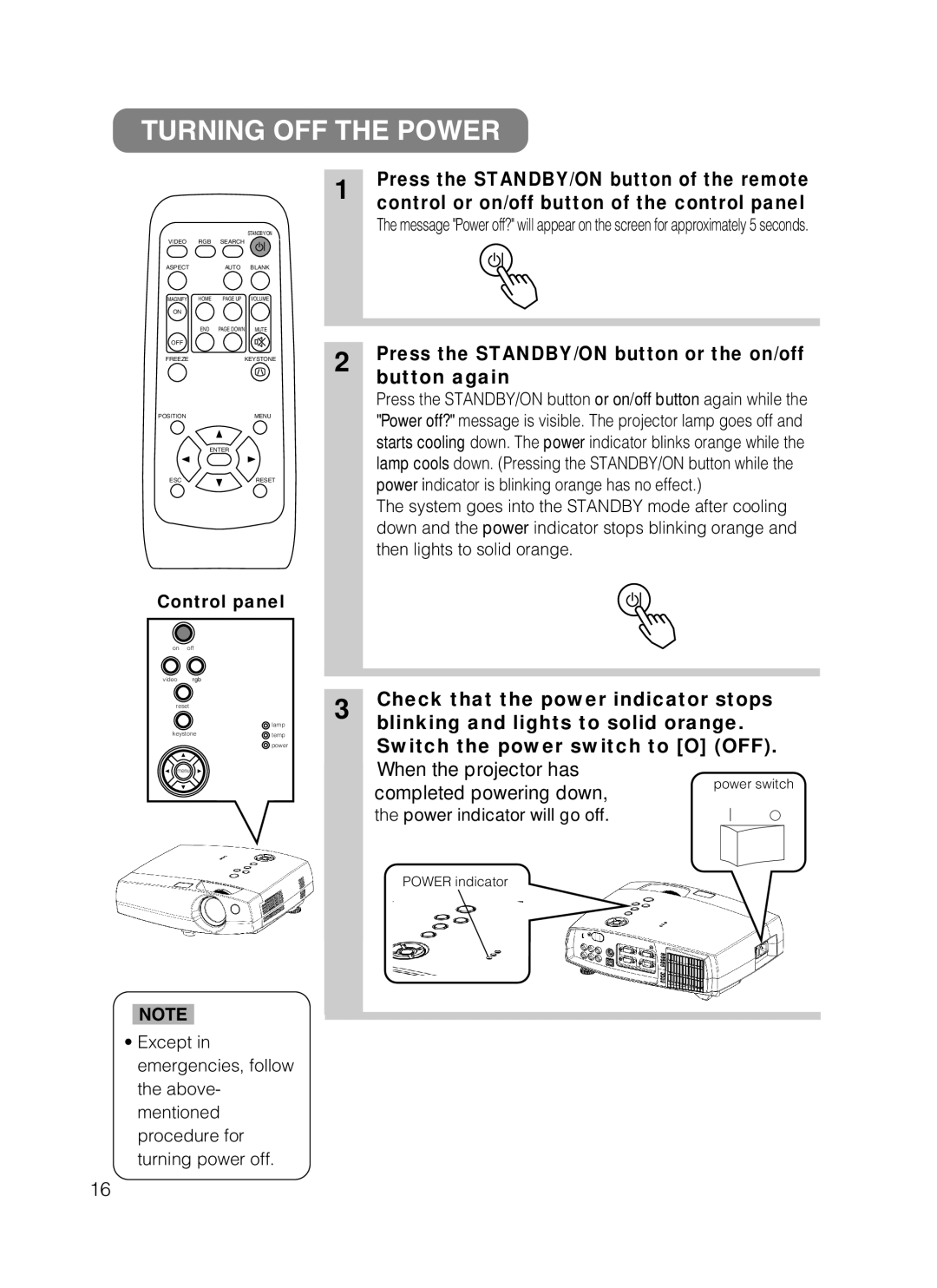 3M S50C, X50C manual Turning OFF the Power 