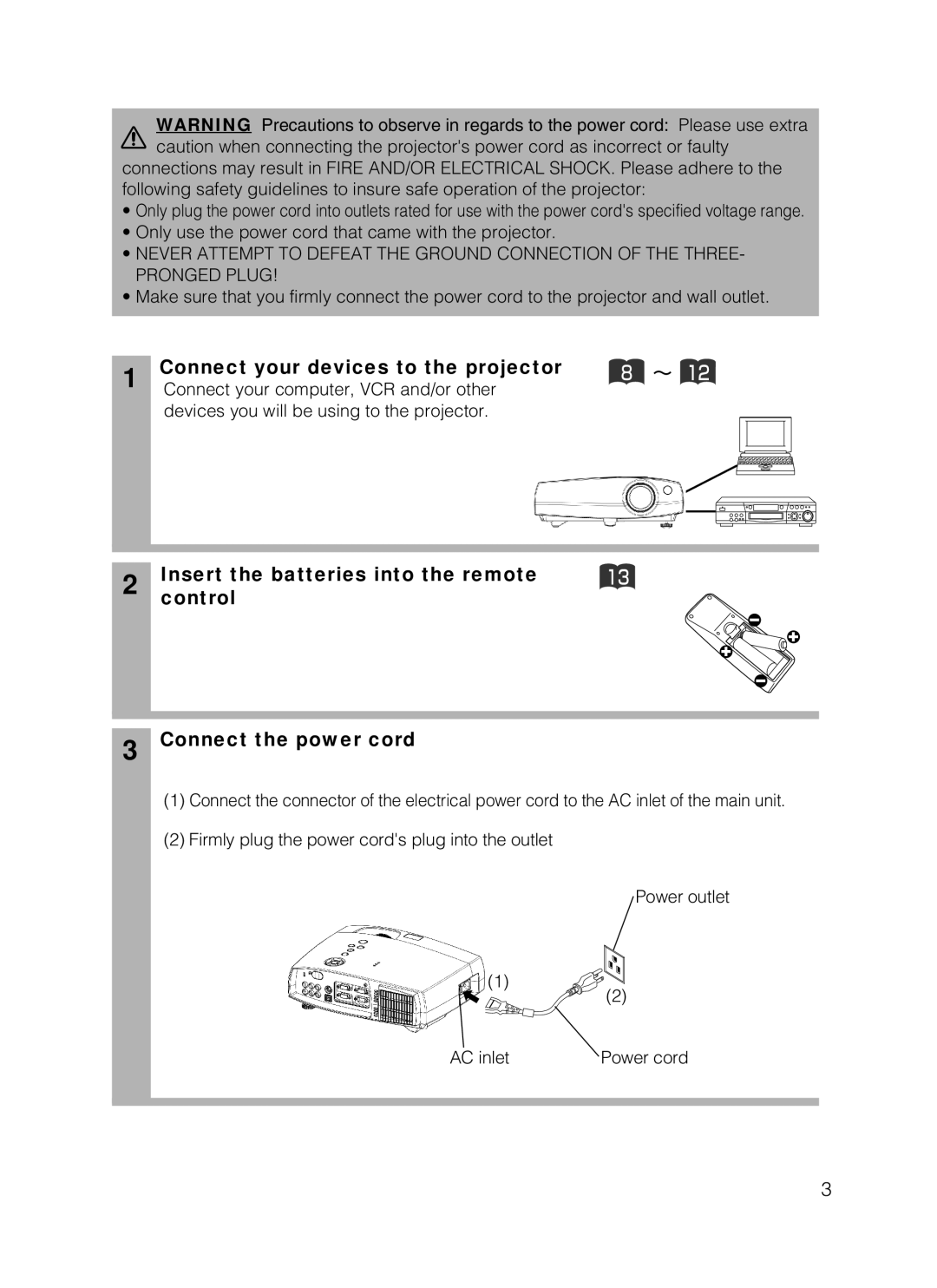 3M X50C, S50C manual Connect your devices to the projector 