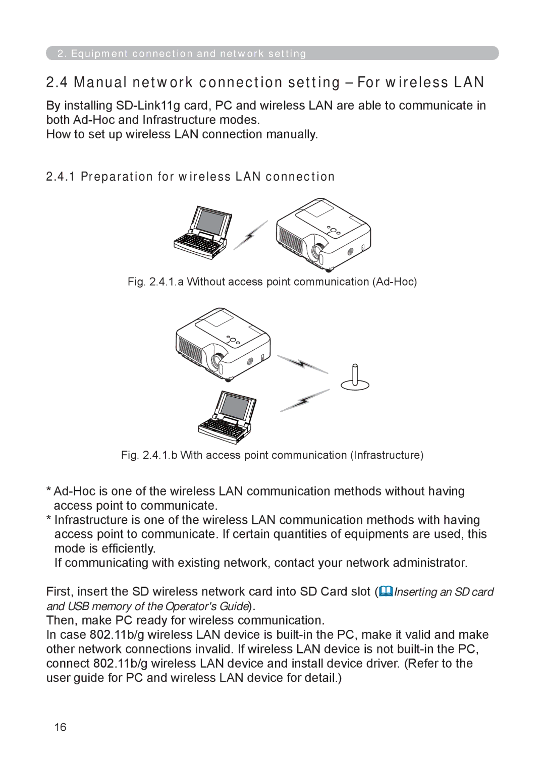 3M X62w manual Manual network connection setting For wireless LAN, Preparation for wireless LAN connection 