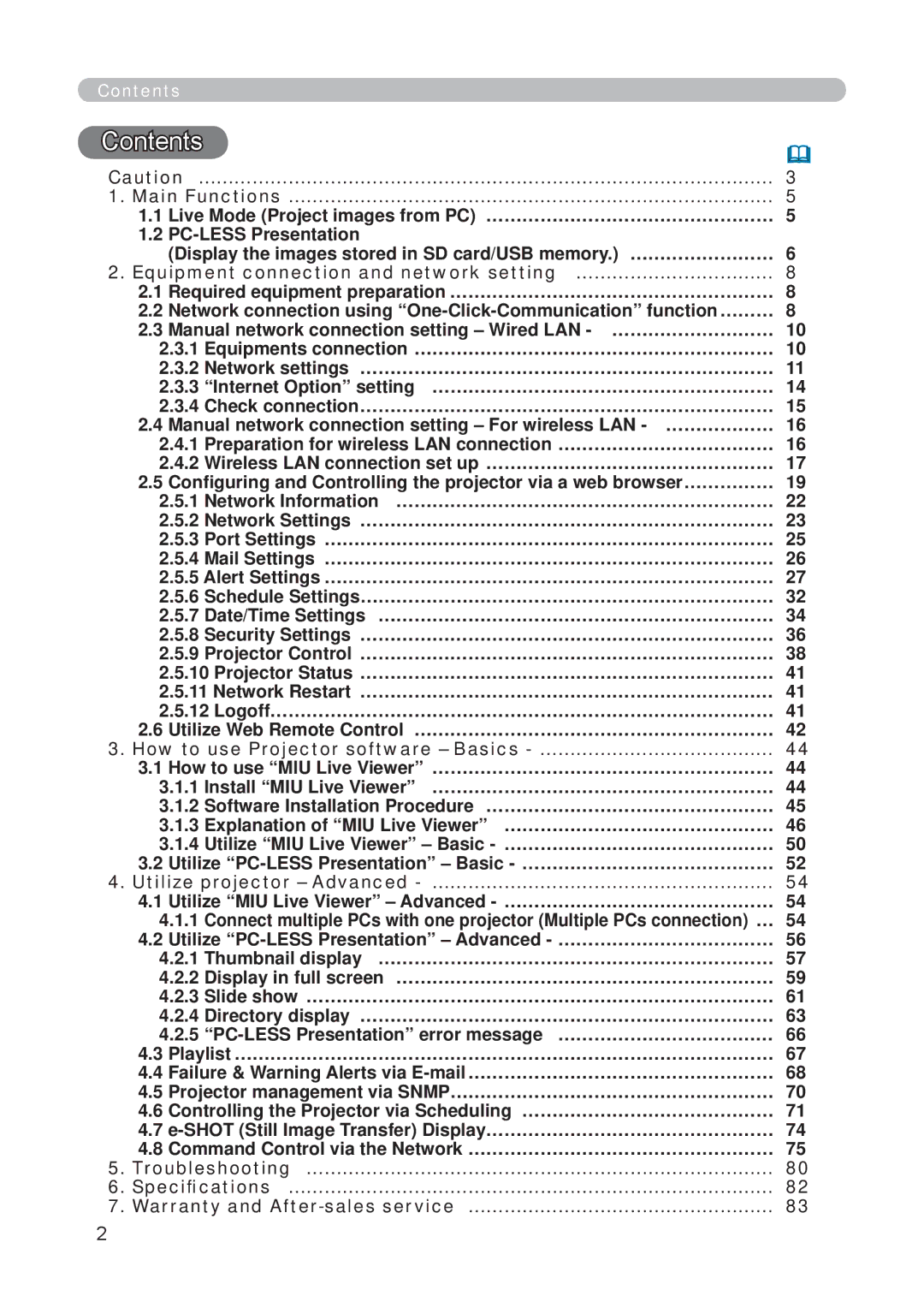 3M X62w manual Contents 