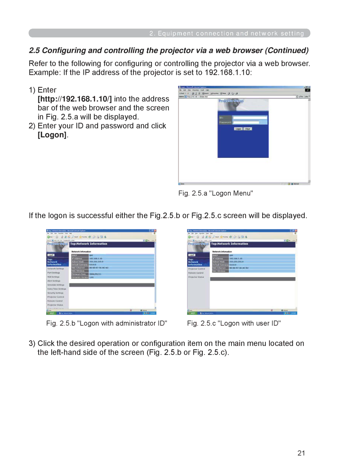 3M X62w manual Enter your ID and password and click Logon, A Logon Menu 