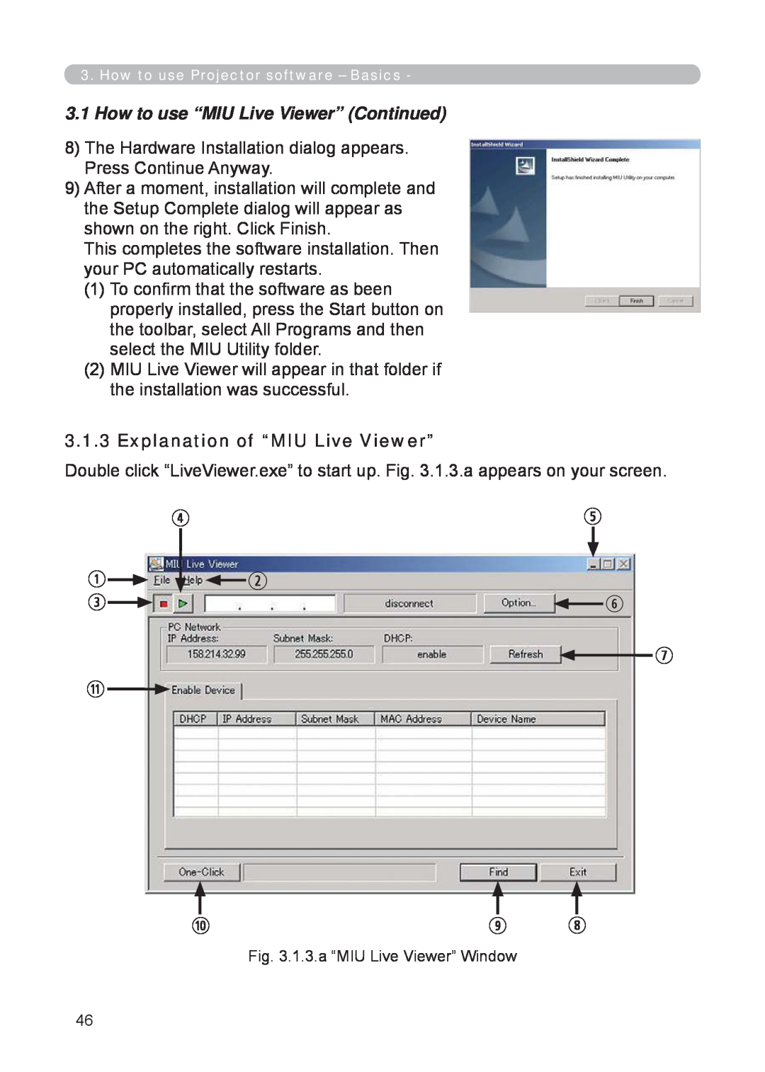 3M X62w manual qe s, How to use “MIU Live Viewer” Continued, Explanation of “MIU Live Viewer” 