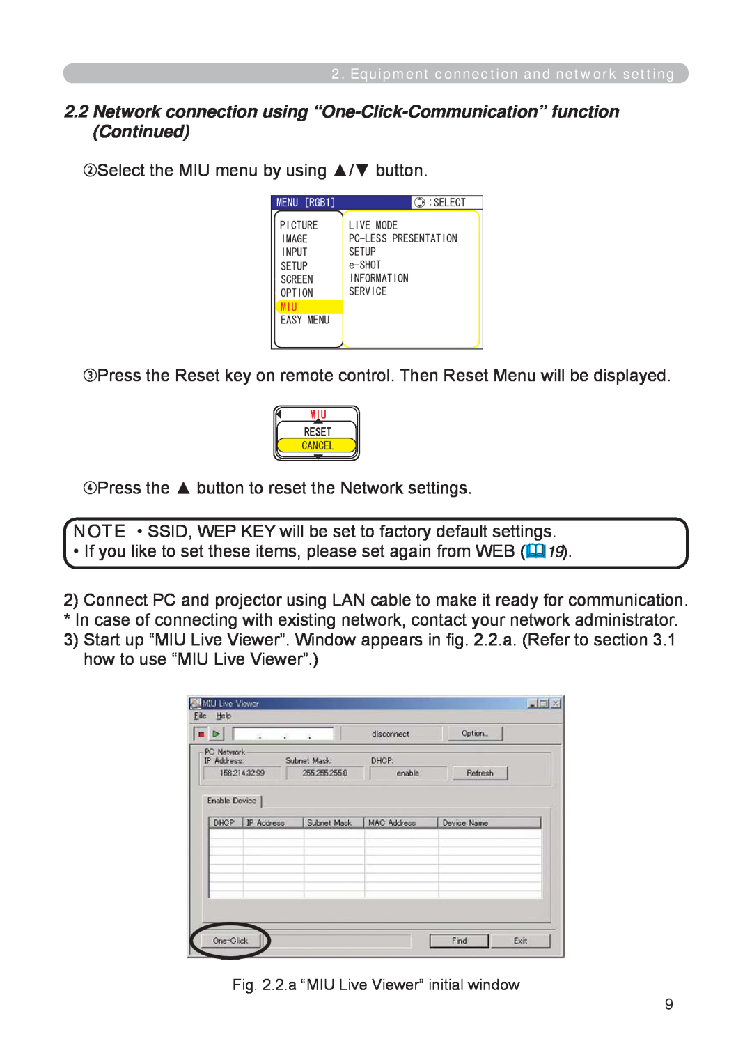 3M X62w manual wSelect the MIU menu by using / button 