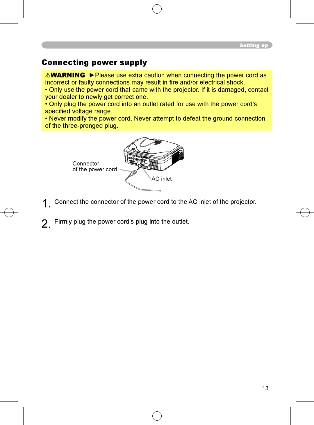 3M X75 manual Connecting power supply 