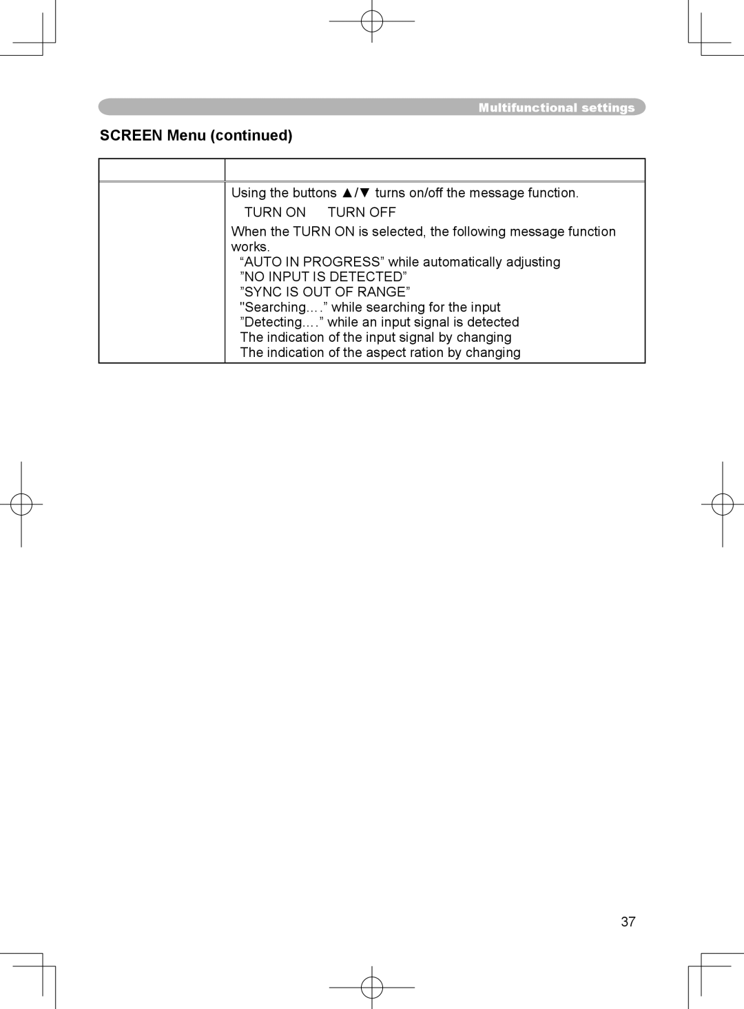 3M X75 manual Message, No Input is Detected Sync is OUT of Range 