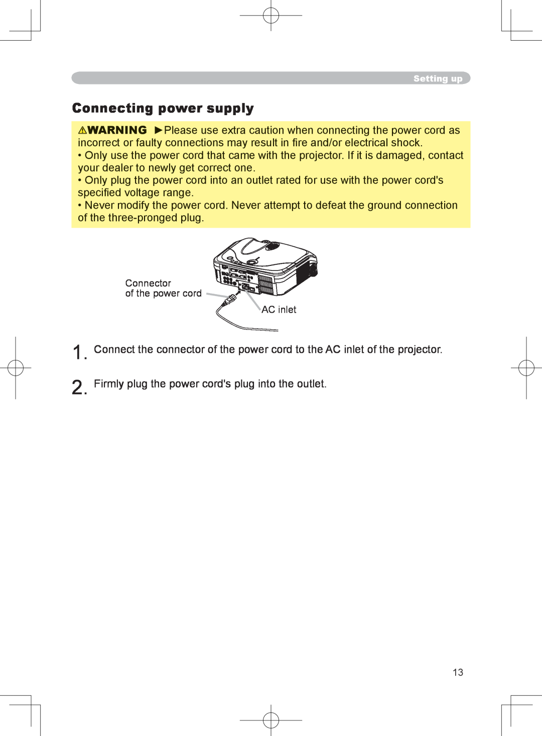 3M X75 manual Connecting power supply 