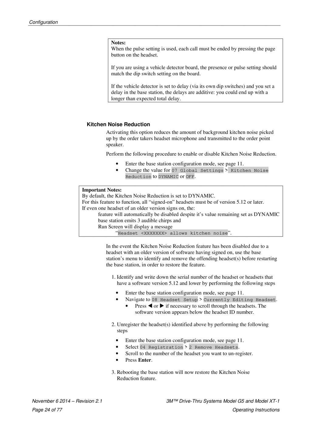 3M XT-1, G5 operating instructions Kitchen Noise Reduction, Important Notes 