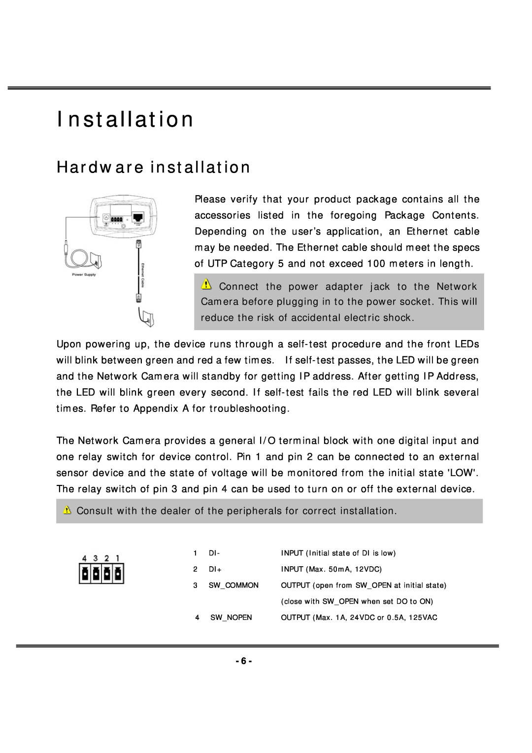 4XEM IPCAMW40 manual Installation, Hardware installation 