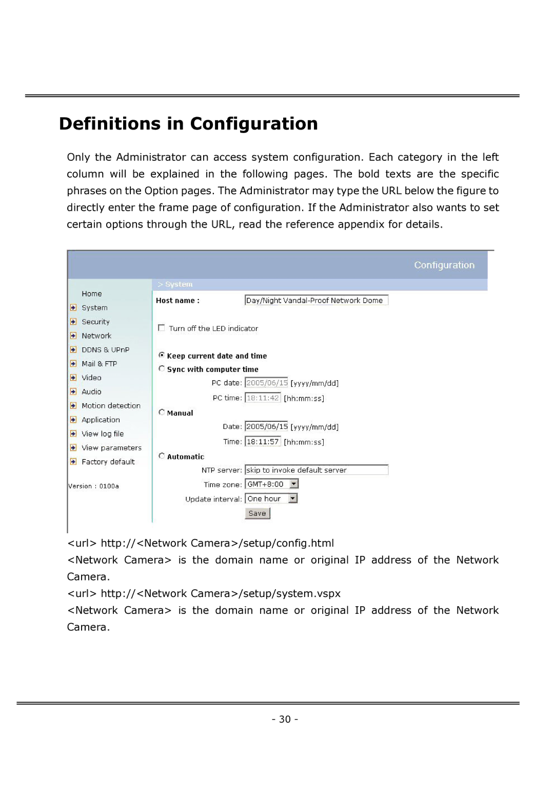 4XEM IPCAMWFD manual Definitions in Configuration 