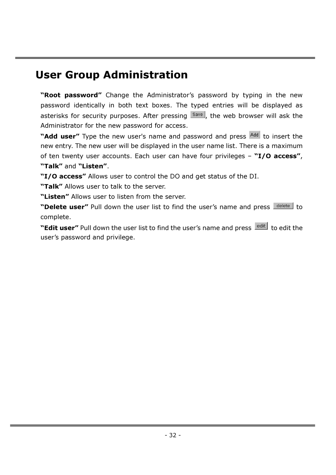 4XEM IPCAMWFD manual User Group Administration 