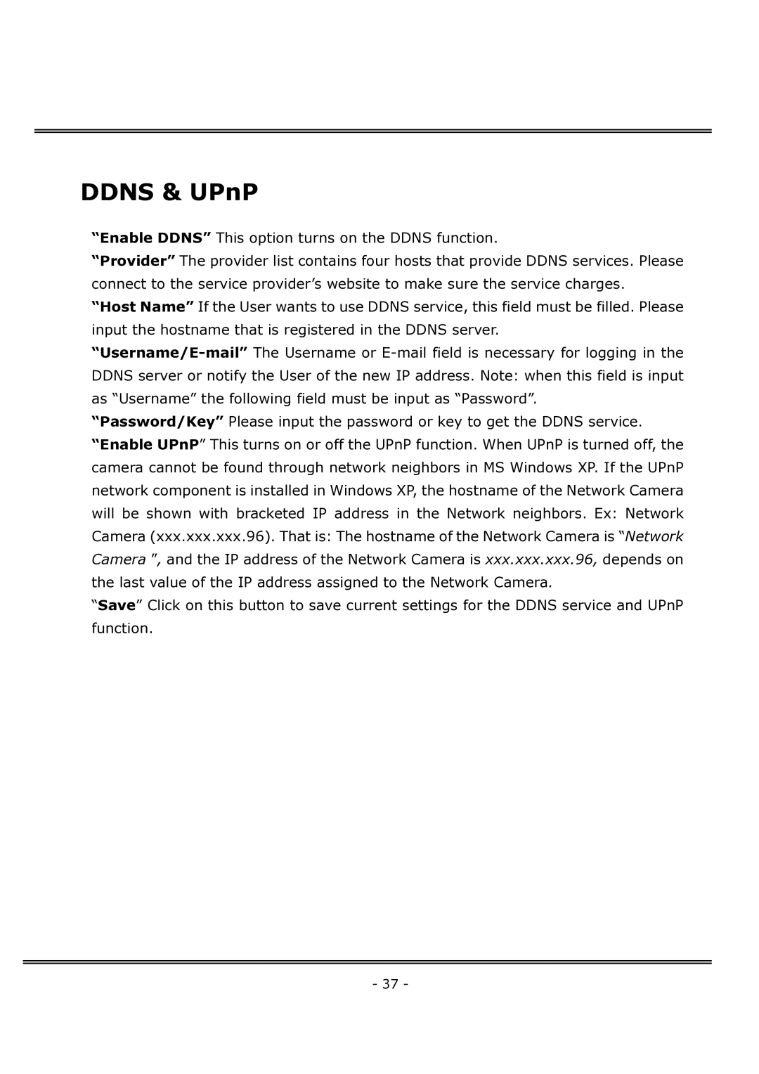 4XEM IPCAMWFD manual Ddns & UPnP 