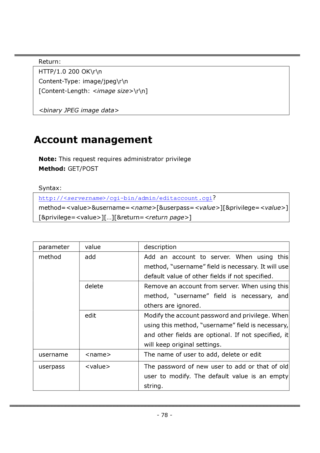 4XEM IPCAMWFD manual Account management, Edit 