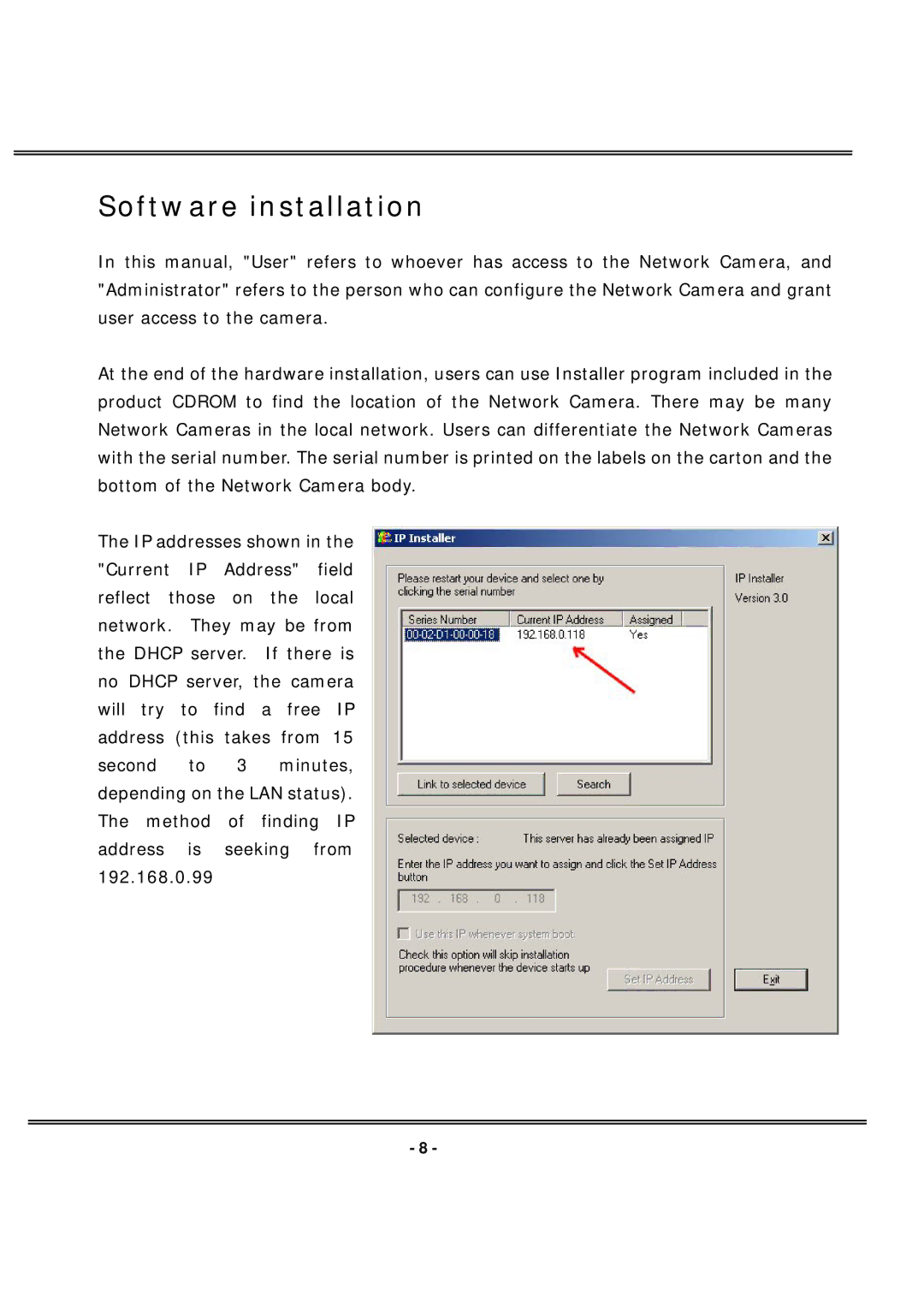 4XEM IPCAMWL40 manual Software installation 