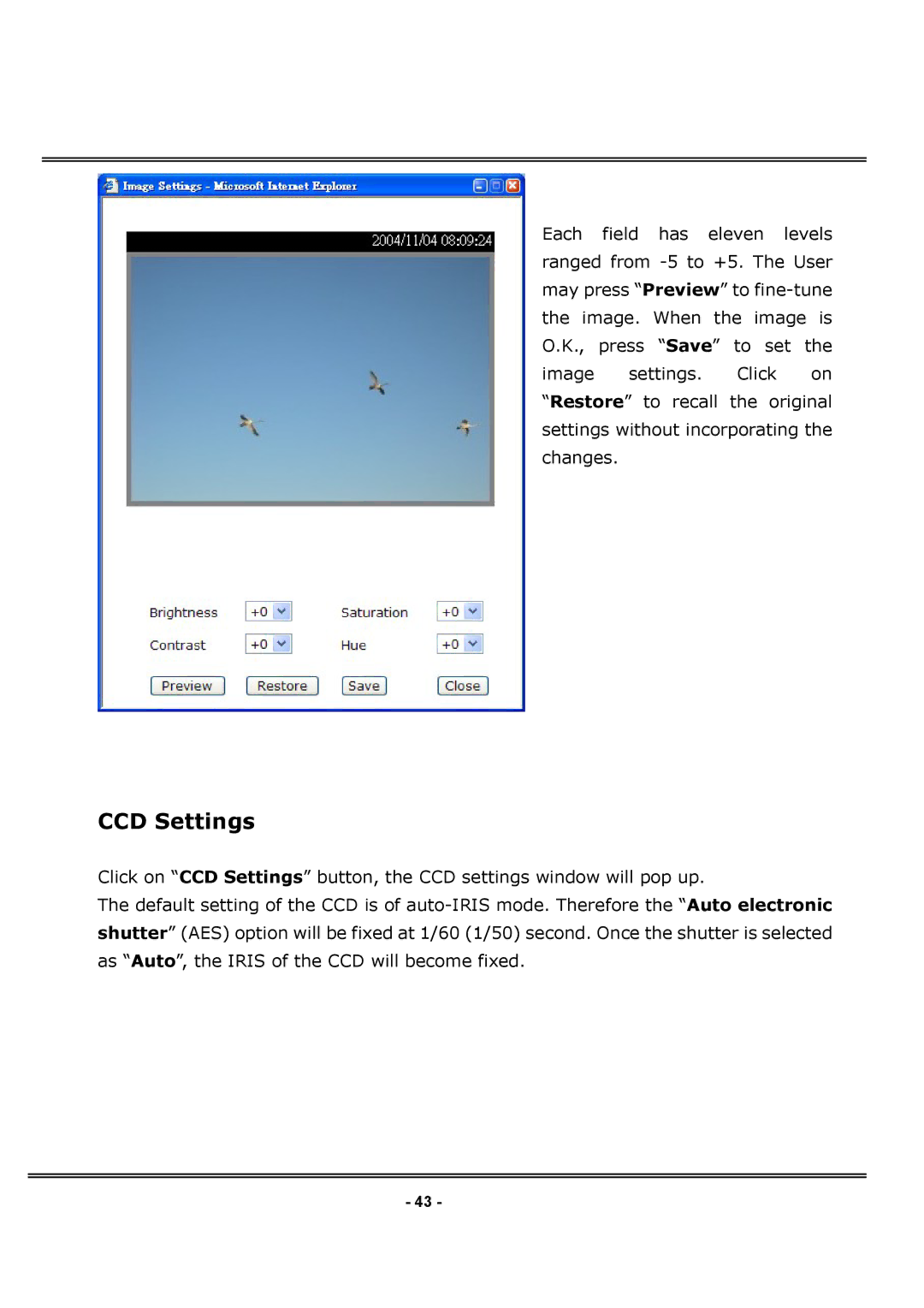 4XEM IPCAMWPTZ manual CCD Settings 