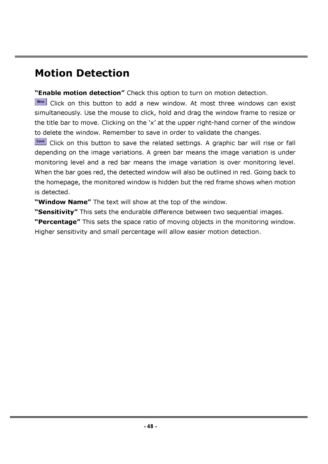 4XEM IPCAMWPTZ manual Motion Detection 