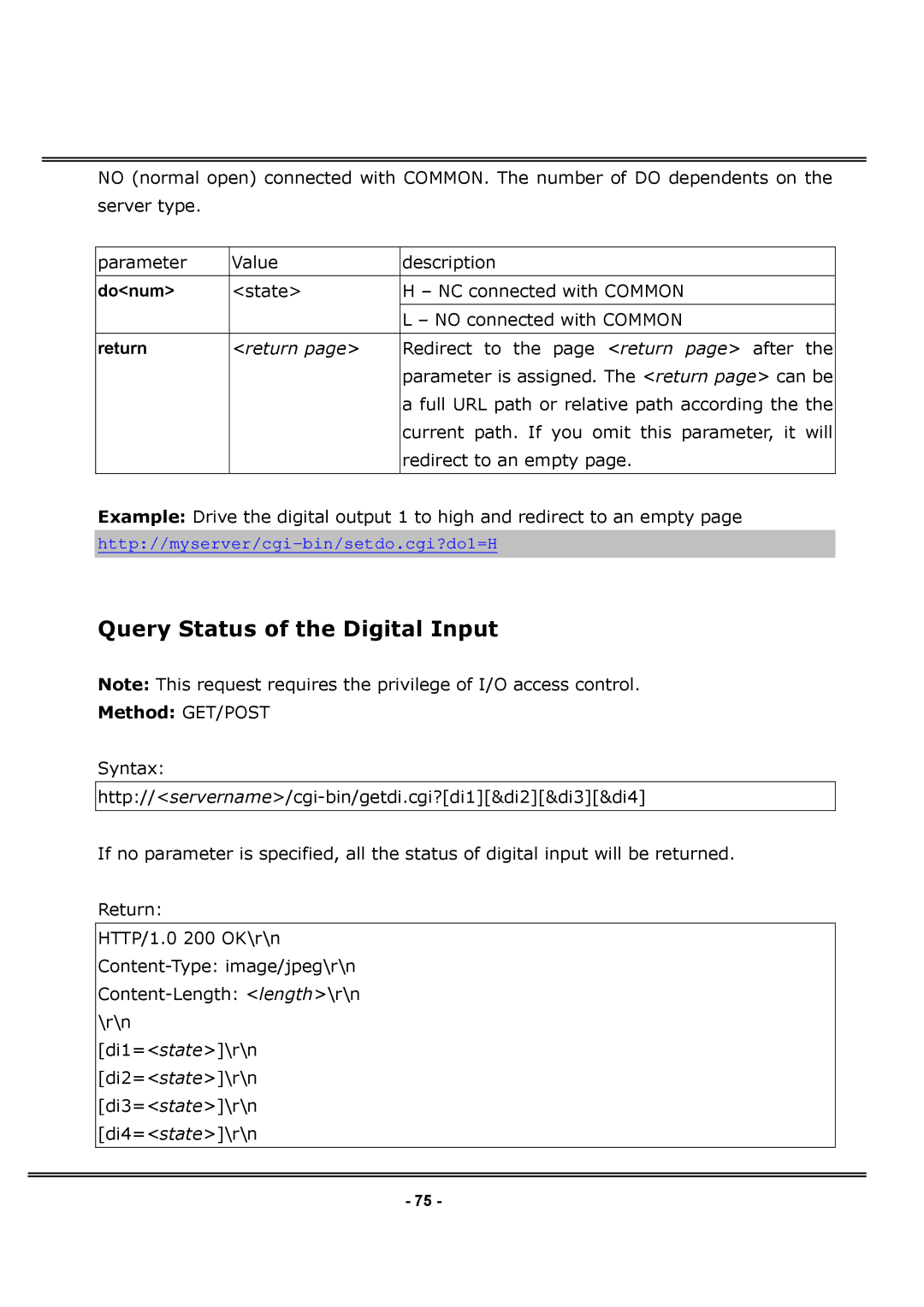 4XEM IPCAMWPTZ manual Query Status of the Digital Input 