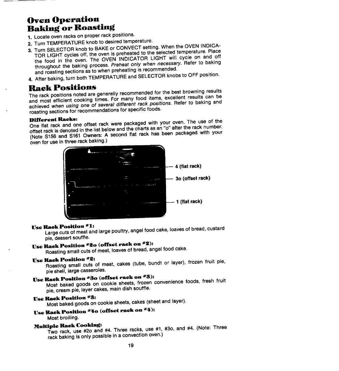 888 Digital S161, S156, S136 Oven Operation Baking or Roasting, Rack Positions, Use Rack Position #2, Multiple Rack Cooking 