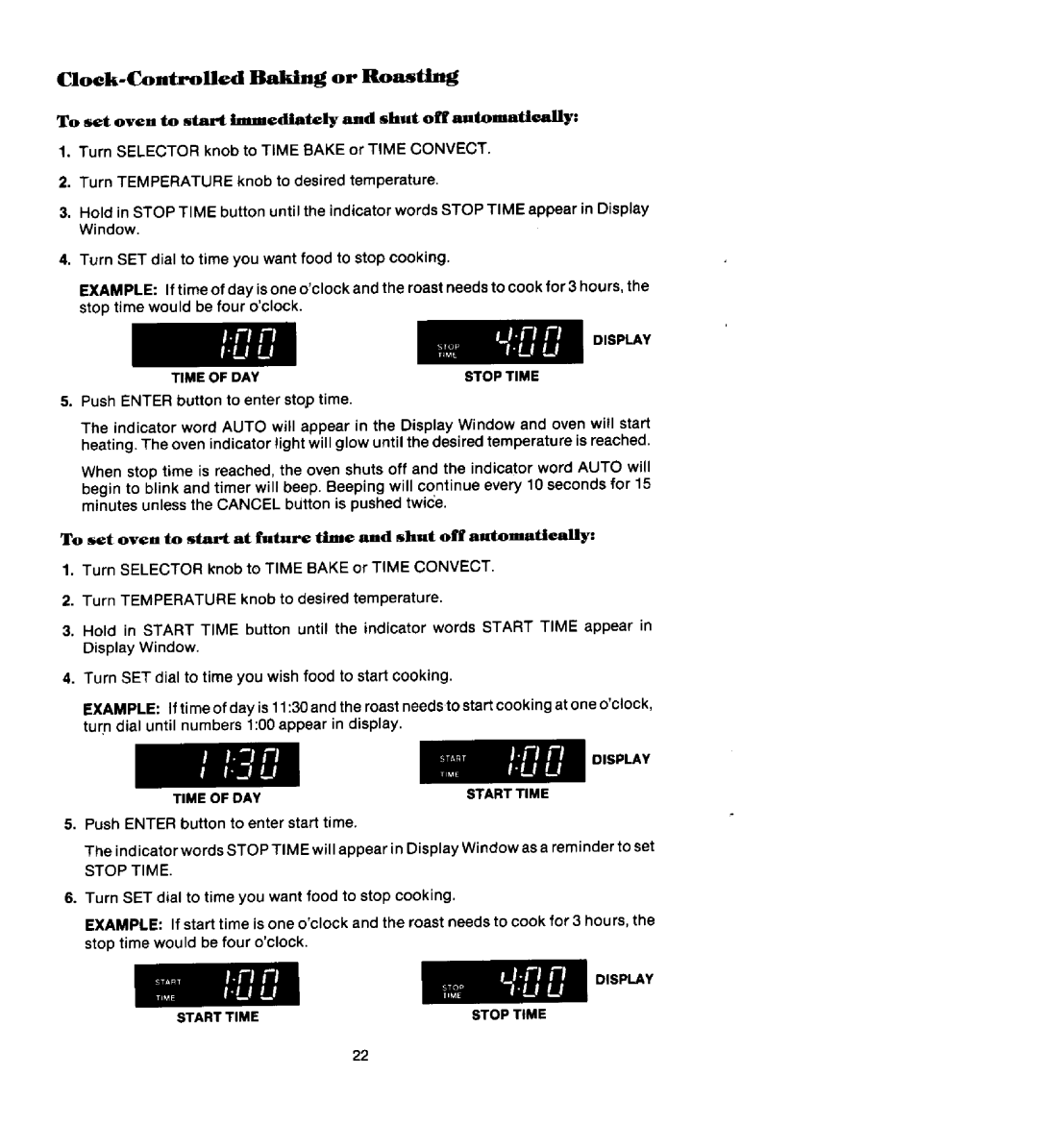 888 Digital S161, S156, S136 manual Clock-Controlled Baking or Roasting 