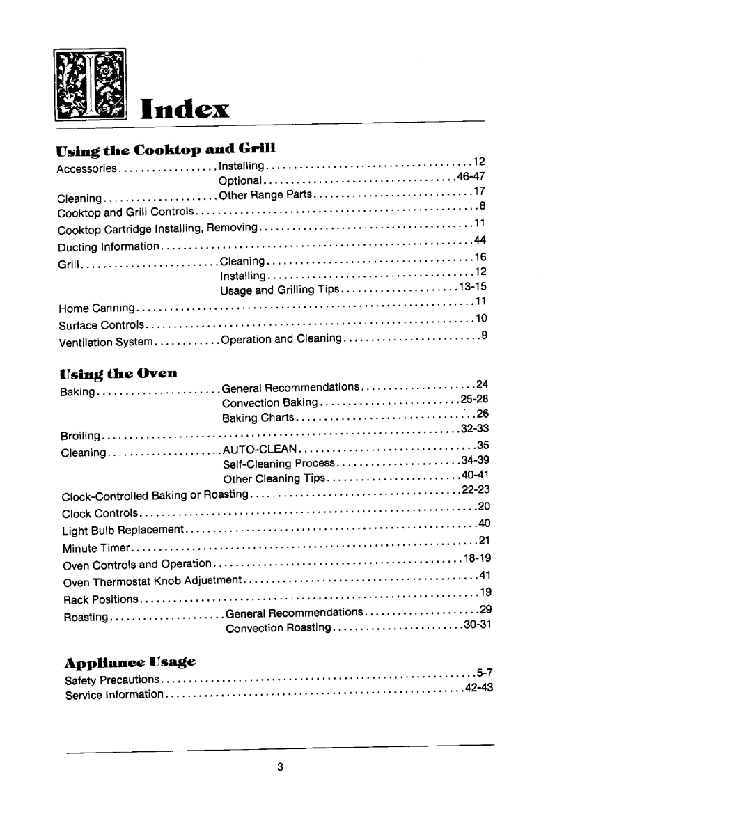 888 Digital S156, S161, S136 manual Index, Cooktop Grill 