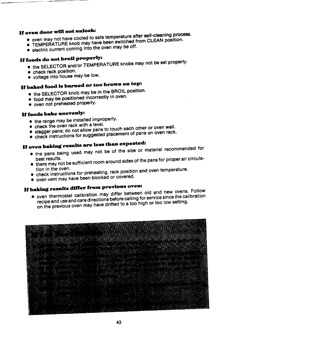 888 Digital S161, S156, S136 manual If oven door not nnloel, If food do not broil properly, If foods bake unevenly 