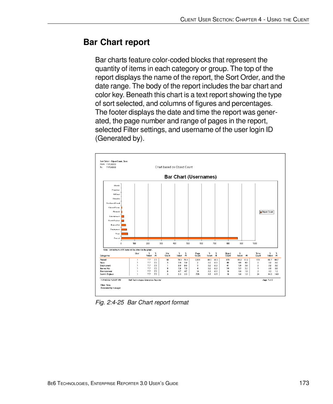 8e6 Technologies 3 manual Bar Chart report format 