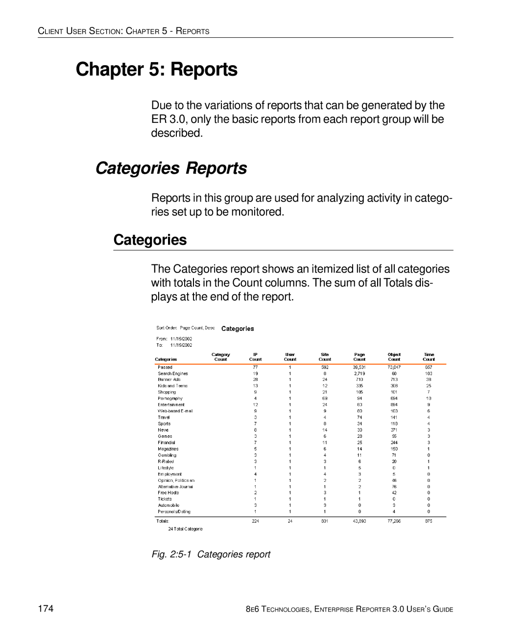 8e6 Technologies 3 manual Categories Reports, 174 