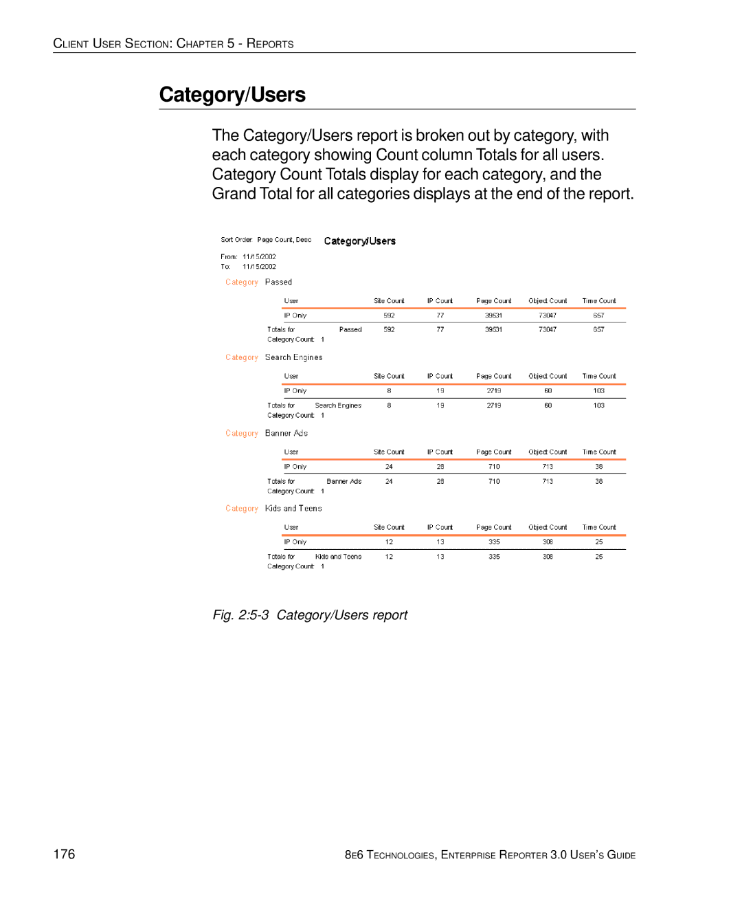 8e6 Technologies 3 manual Category/Users, 176 