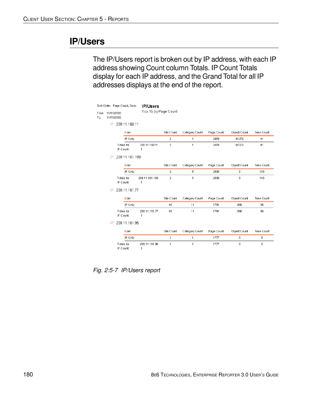 8e6 Technologies 3 manual IP/Users, 180 