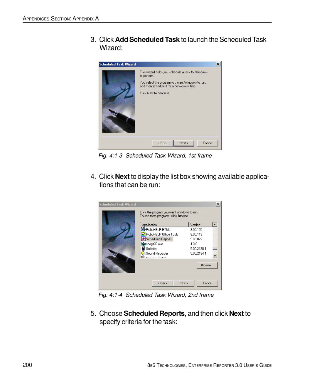 8e6 Technologies 3 manual Scheduled Task Wizard, 1st frame, 200 