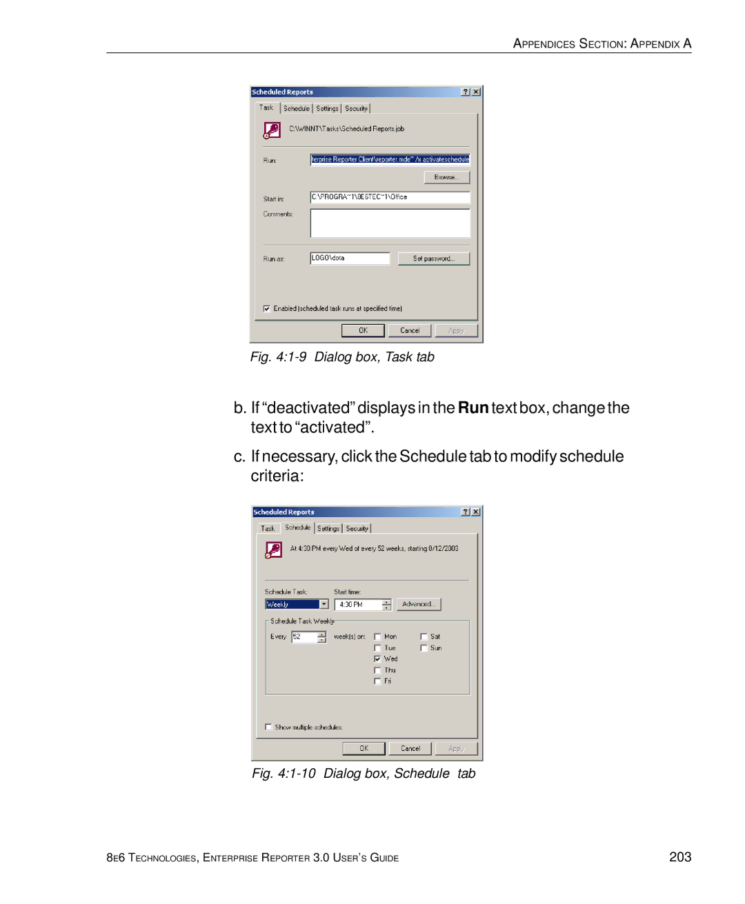 8e6 Technologies 3 manual Dialog box, Task tab 