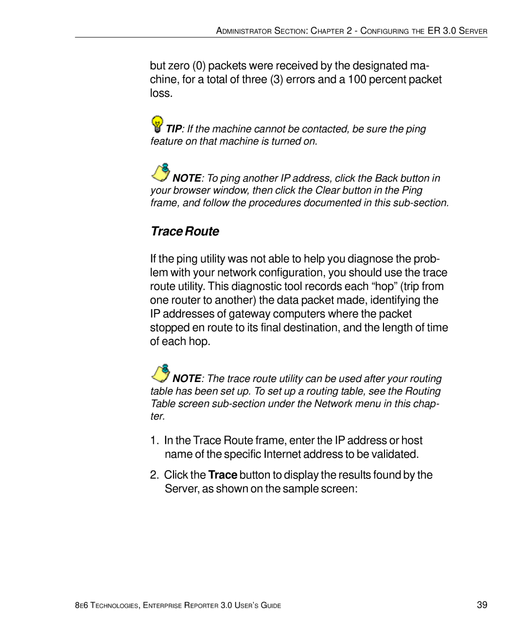 8e6 Technologies 3 manual Trace Route 