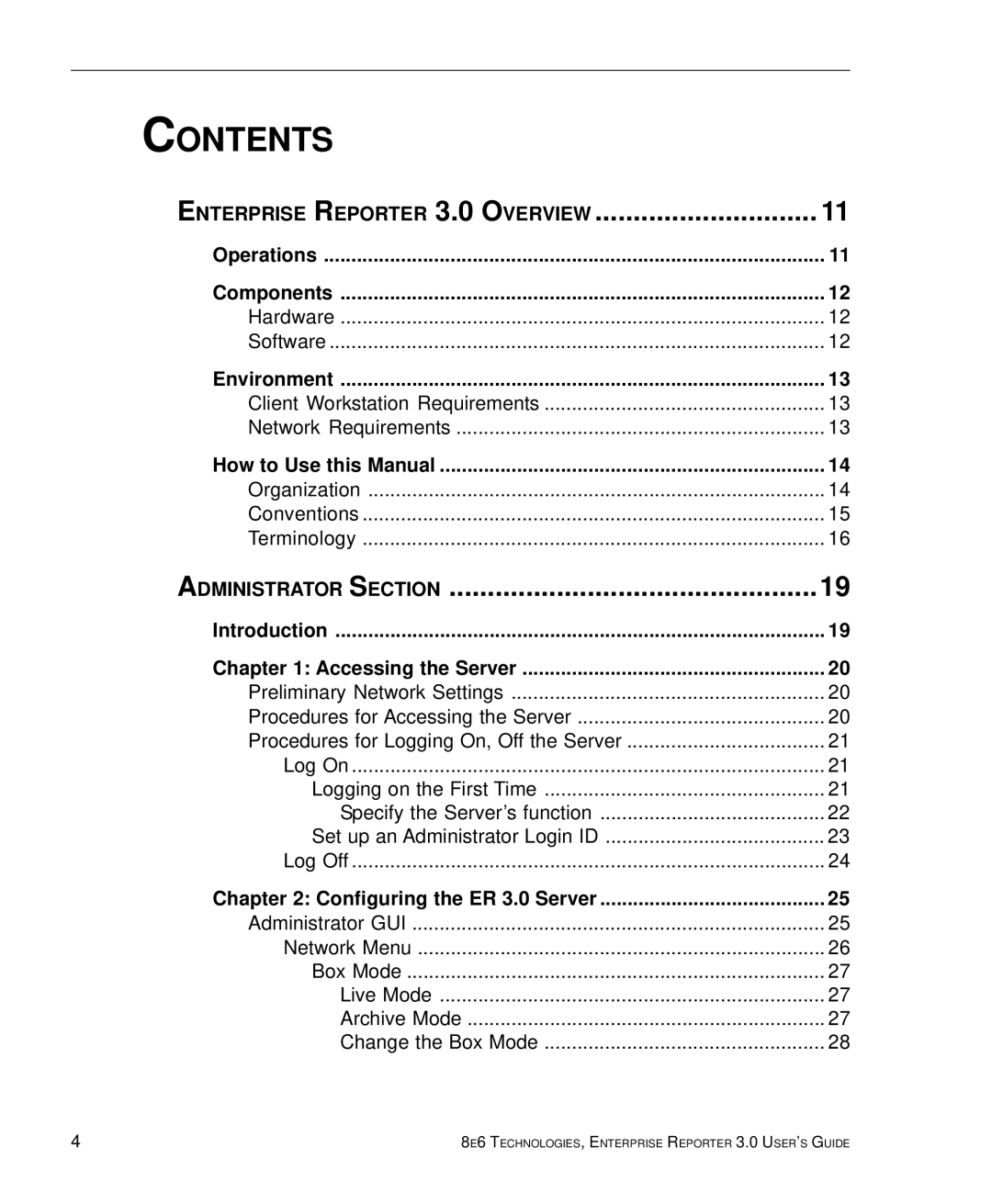 8e6 Technologies 3 manual Contents 