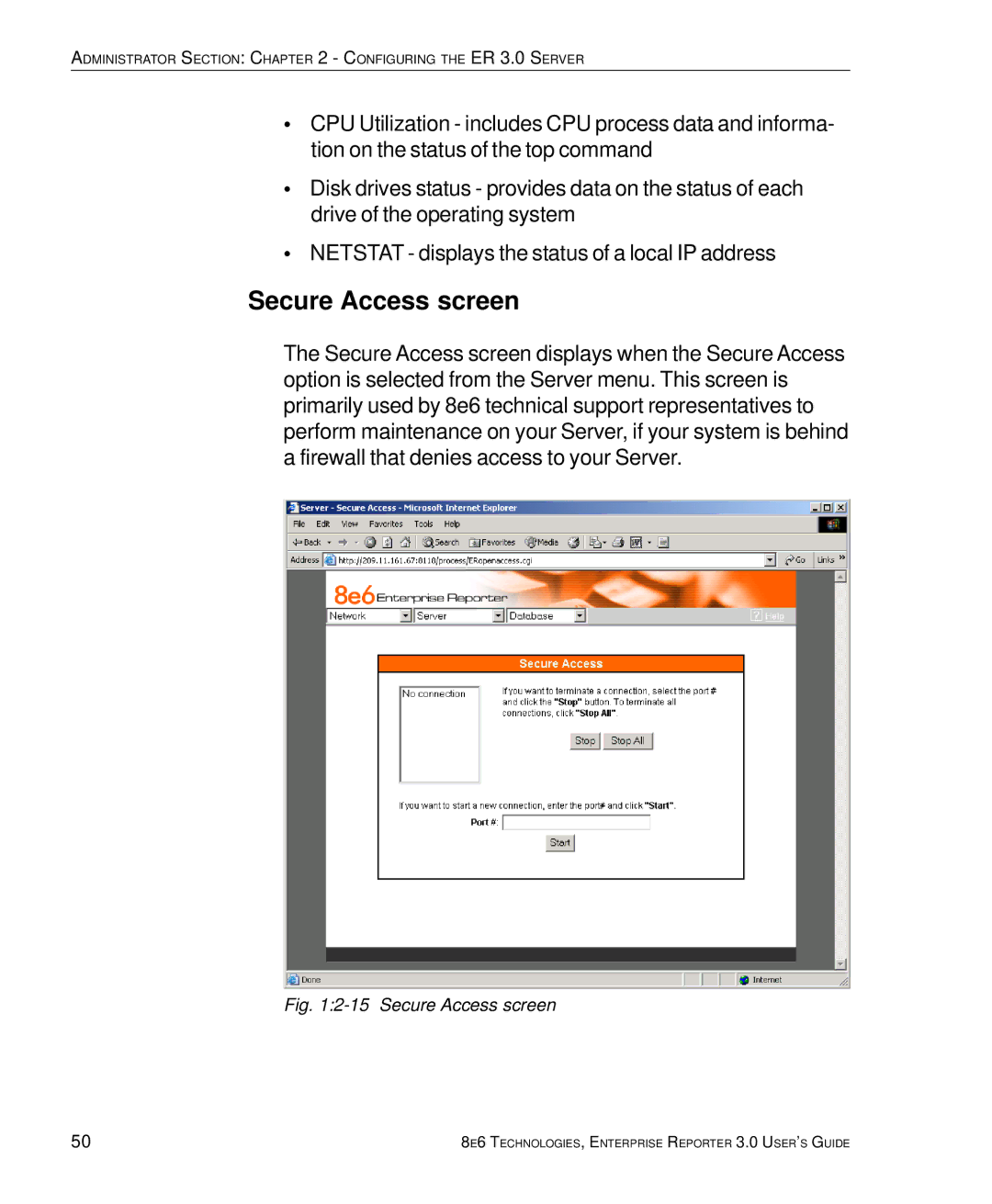 8e6 Technologies 3 manual Secure Access screen 