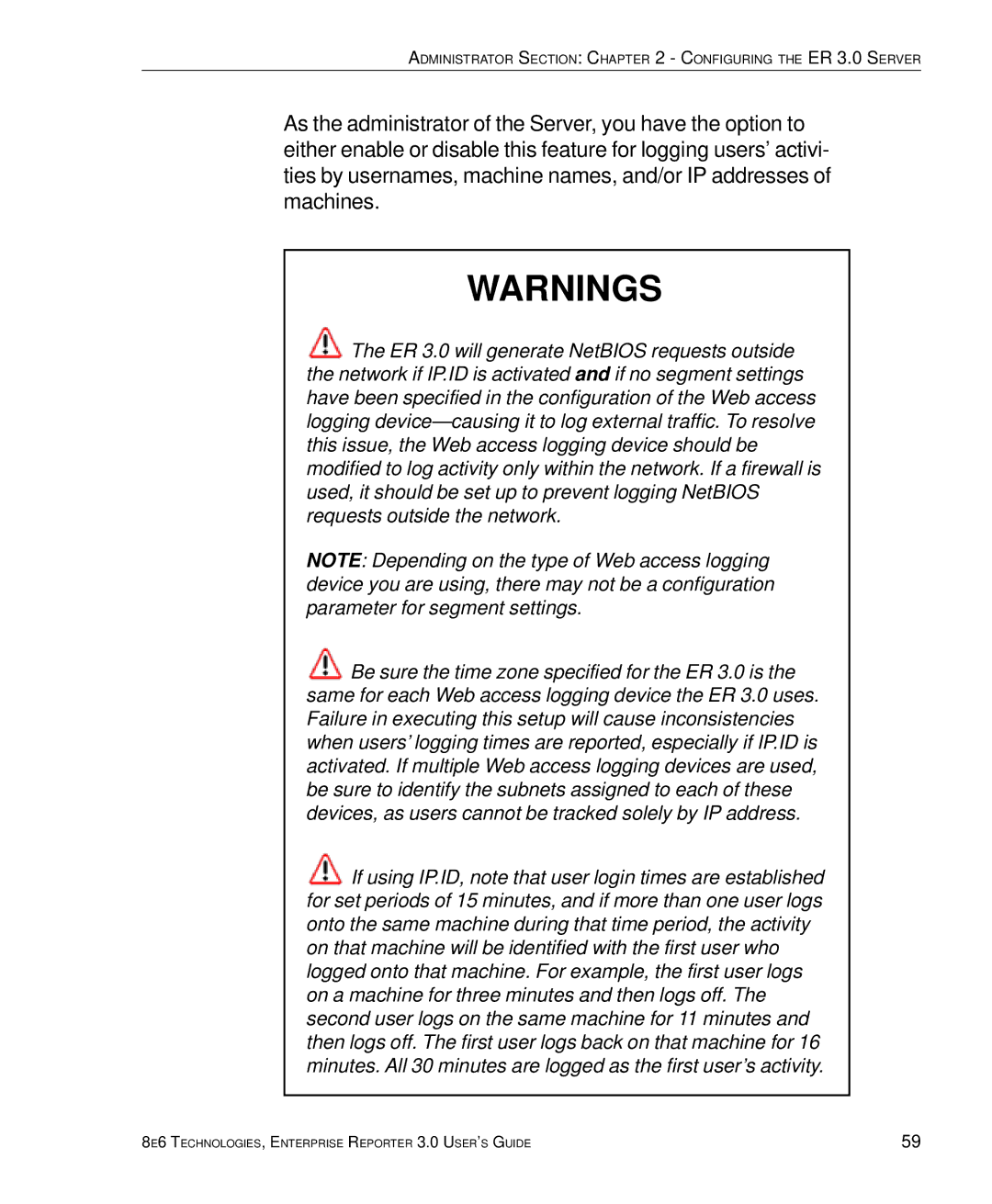 8e6 Technologies manual Administrator Section Configuring the ER 3.0 Server 