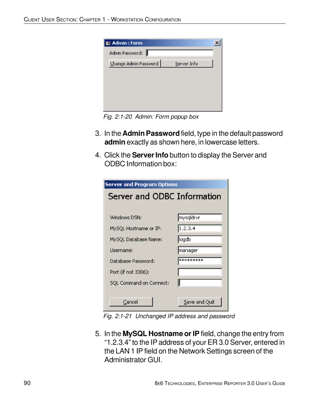 8e6 Technologies 3 manual Admin Form popup box 