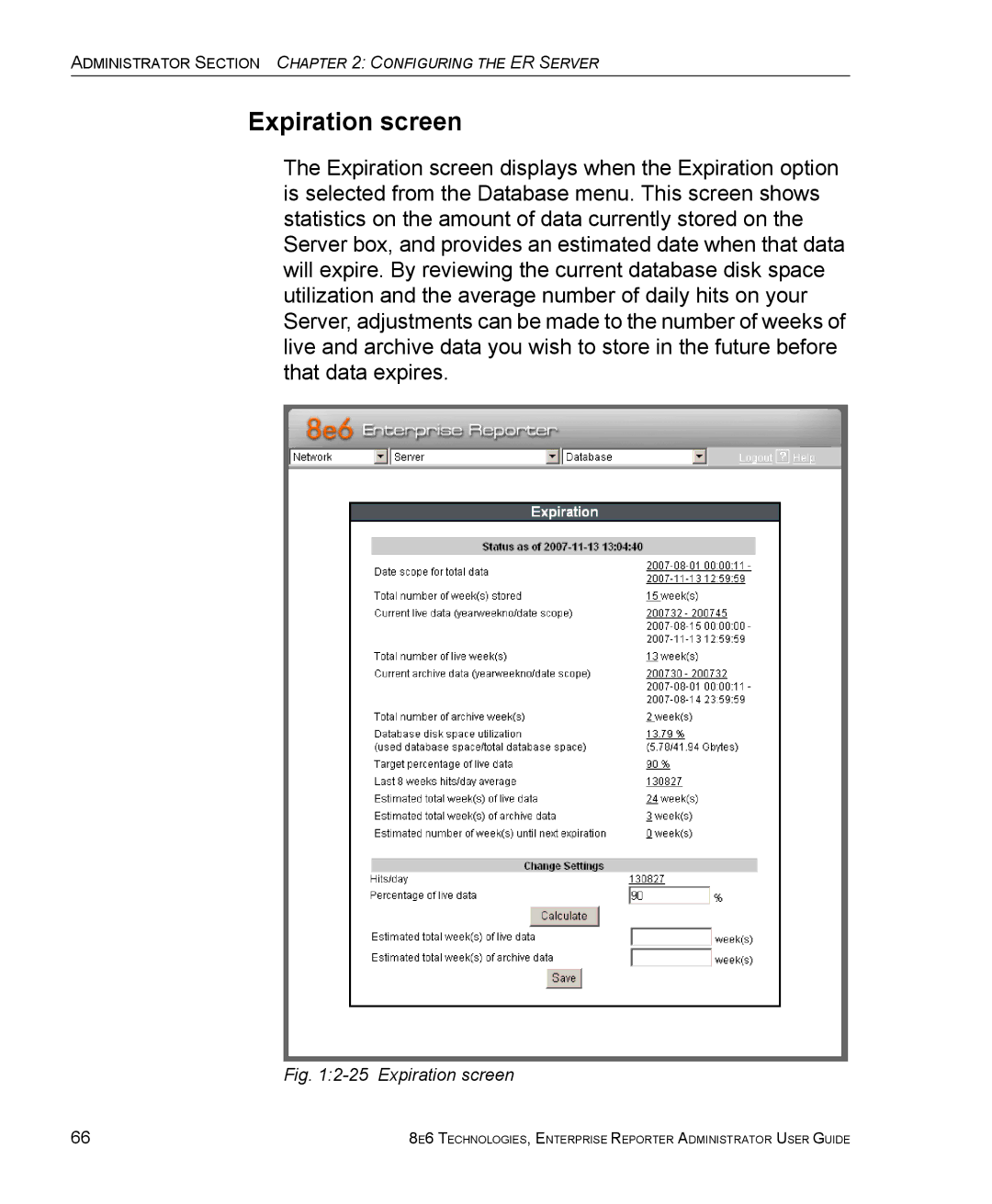 8e6 Technologies ER 4.0 manual Expiration screen 