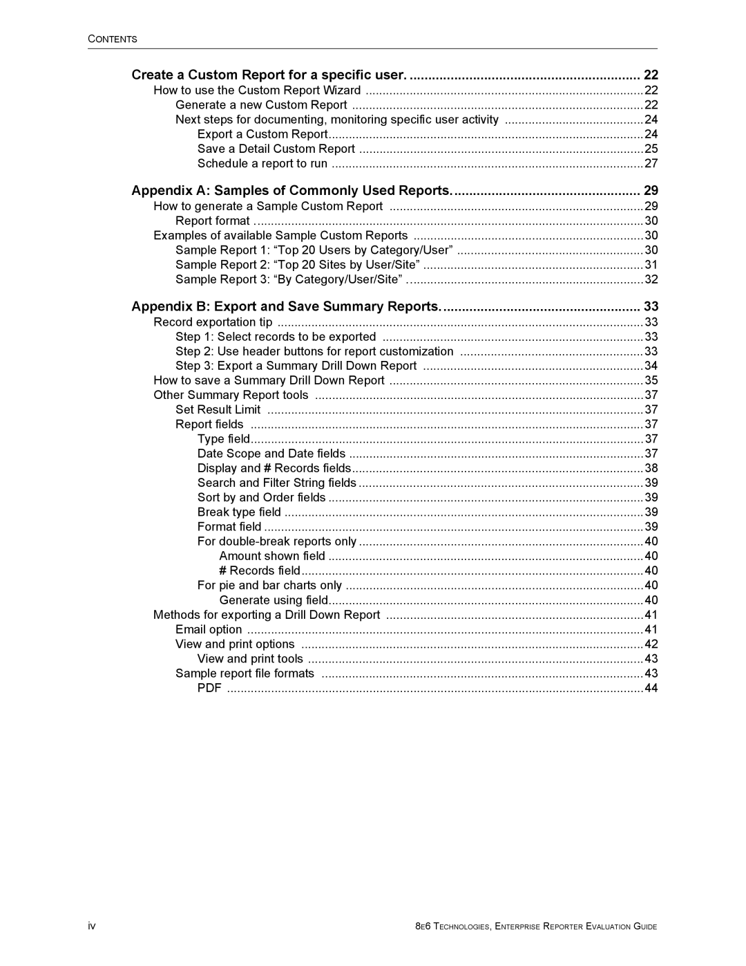 8e6 Technologies ER HL/SL manual Create a Custom Report for a specific user 