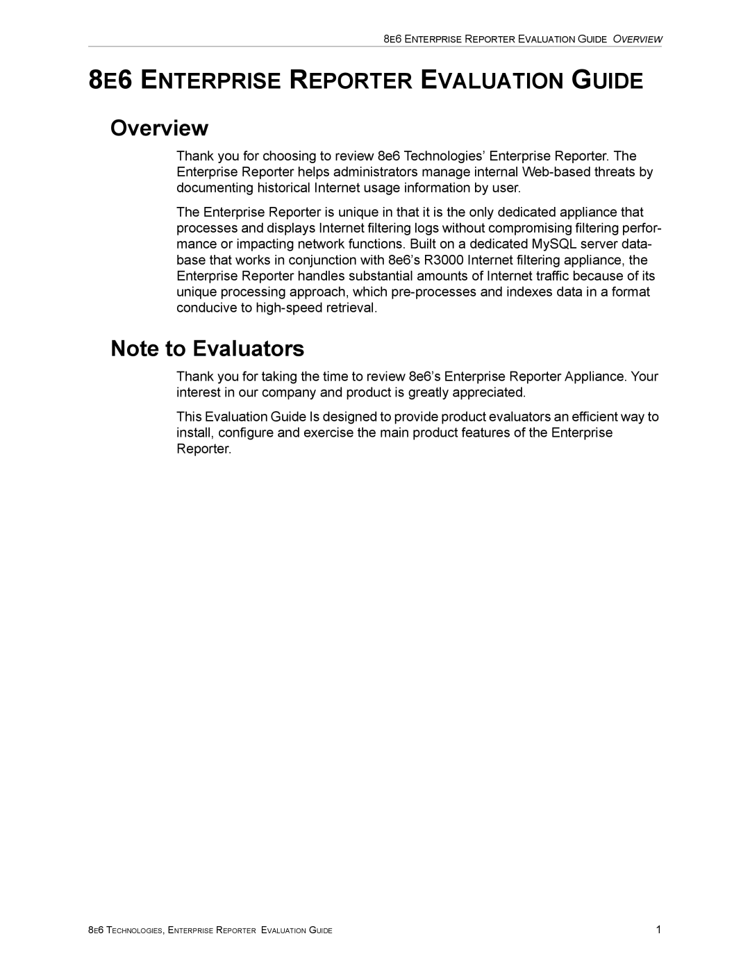 8e6 Technologies ER HL/SL manual Overview 