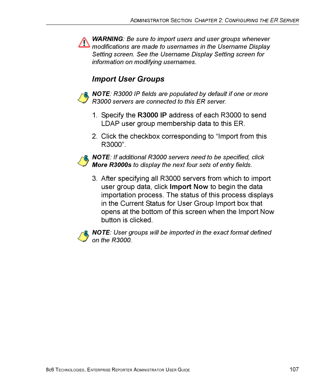 8e6 Technologies ER manual Import User Groups 