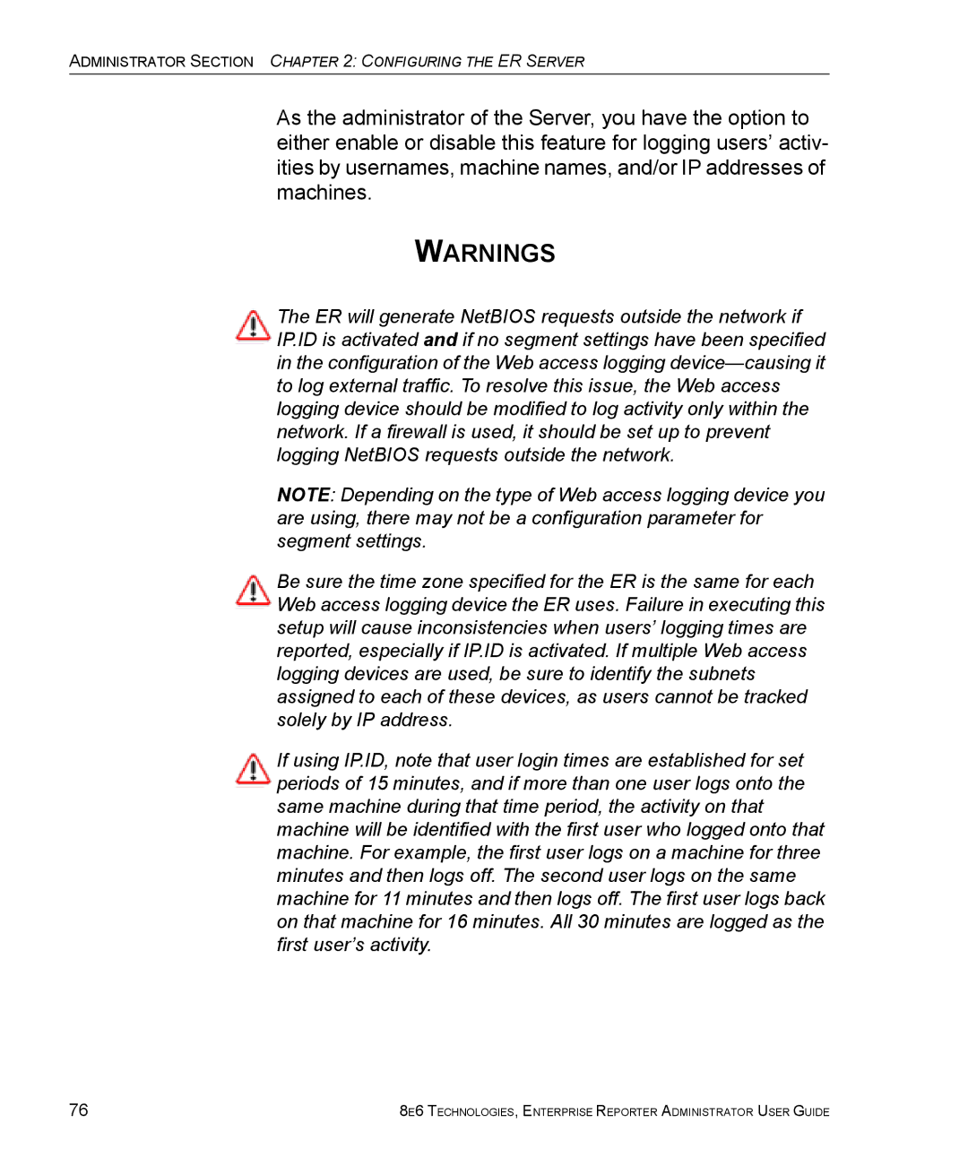 8e6 Technologies manual Administrator Section Configuring the ER Server 