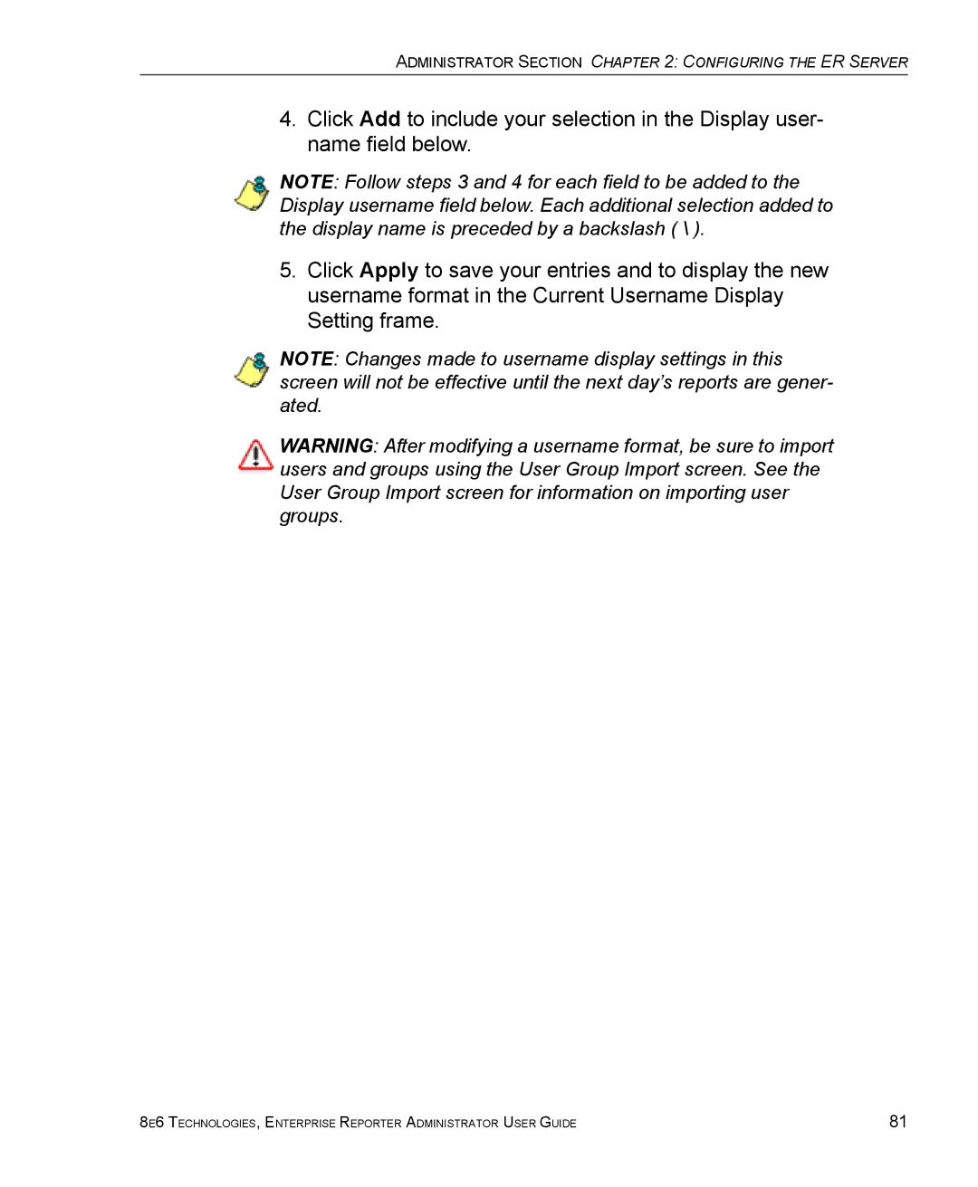 8e6 Technologies manual Administrator Section Configuring the ER Server 