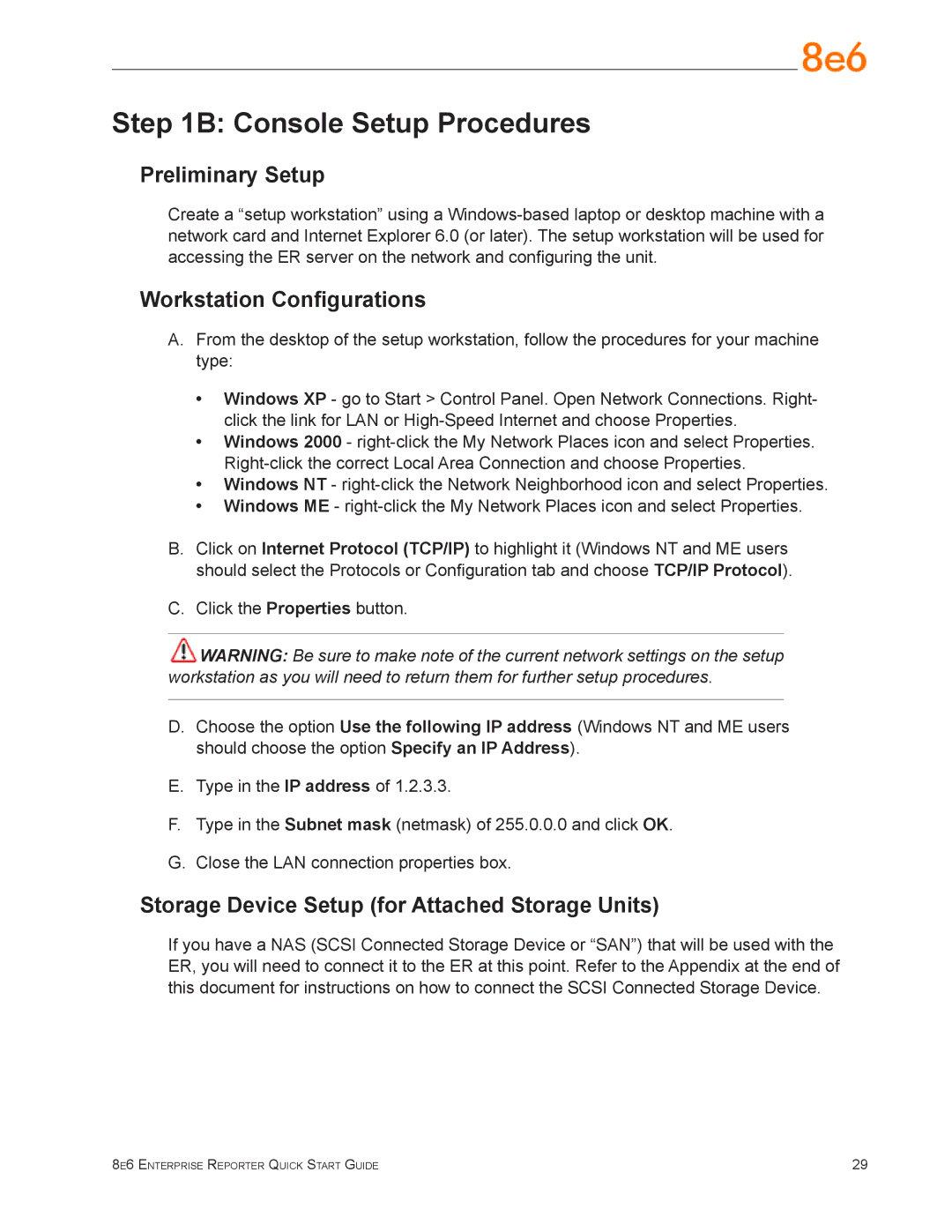 8e6 Technologies ERS-200 (5K02-52) quick start Console Setup Procedures, Preliminary Setup, Workstation Configurations 